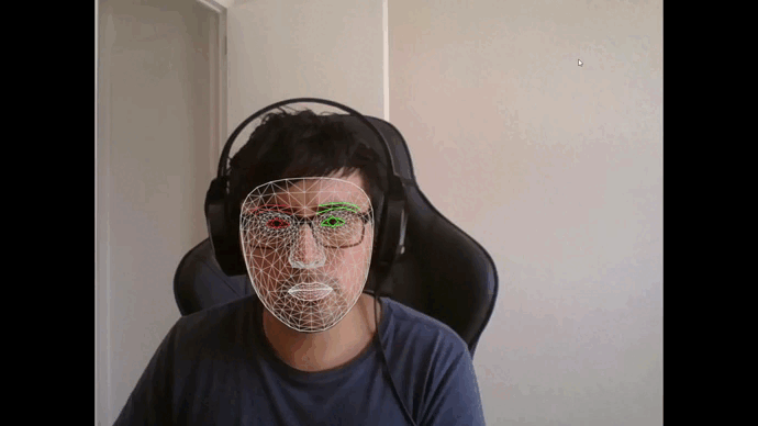 MediaPipe FaceMesh tracking facial landmarks around a driver's face